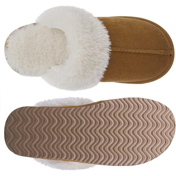Women's Chestnut Comfy Memory Foam Slippers Closed-Toe Indoor House Shoes - Picture 10 of 11
